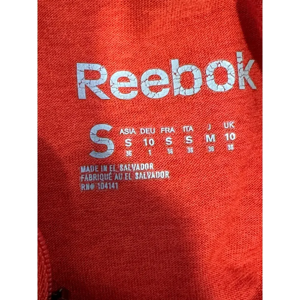 Reebok Women's Orange Performance Heather Quarter Zip Long Sleeve Shirt S